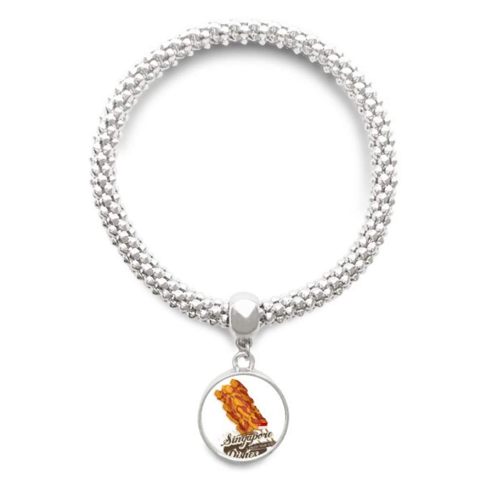 Bracelet Singapour Satay d'exception, chaîne fine et pendentif rond - 4