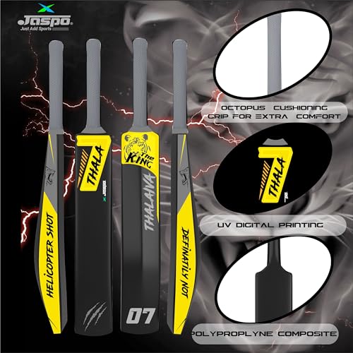 Jaspo Thala Cricket bat Hard Plastic Tennis Cricket Full Size Bat (35” X 4.5” inch) for All Age Groups (THALA) 5 51eX6Mf+YcL