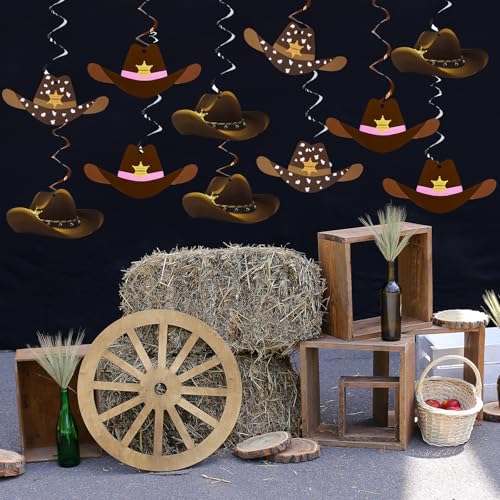 Image of Maxdot 42 Pcs Western Cowboy Party Decorations Wild West Hanging Swirl Cowboy Hat Ceiling Streamers for Adults Cowgirl Boys Birthday Party Decorations Supplies(Classic Style)