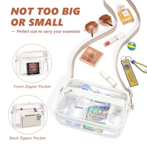 Clear Bag for Stadium Events with 2 Long Straps, See Through Purse for Women Crossbody Bag Concert Stadium Approved3