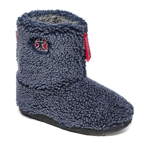 Bedroom Athletics Mens Gosling Snow Tipped Sherpa Slipper Boot Soft Warm fluffy Zip Memory Foam Indoor Outdoor Machine Washable non slip Ankle Boot house Slippers - Peacoat Navy UK 9/10
