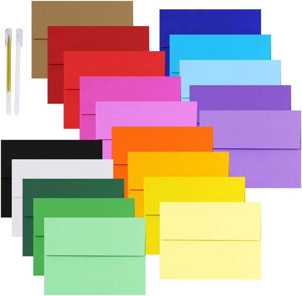 95 Pcs 19 Colors A2 Invitation Envelopes Self Seal A2 Greeting Cards Envelopes RSVP Return Envelopes Square Flap Envelopes Bulk for Wedding Baby Shower Party Invitations Announcement Thank You Cards