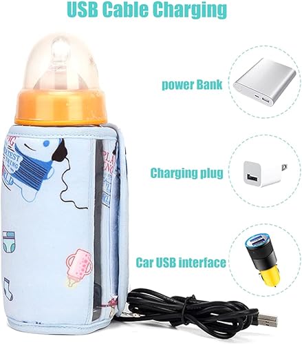 Miniatura 9 de Pilarmuture Calentador de biberones lavable, portátil USB, mantiene la temperatura perfecta para leche de bebé, se utiliza para leche de bebé, se