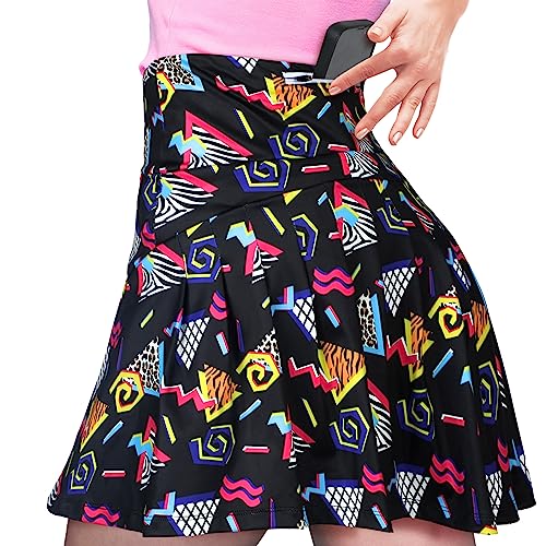 JenPen Retro 80s 90s Tennis Skirt for Women with Pockets High Waisted Athletic Golf Skorts for Workout Running Casual Wear