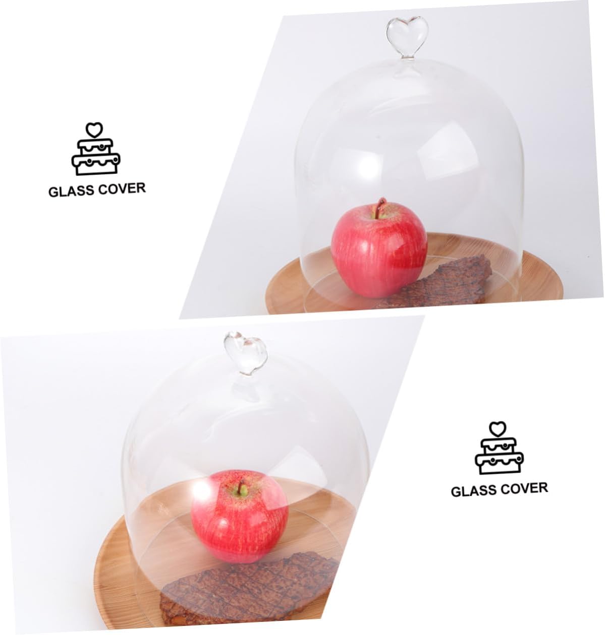Heart-shaped Glass Cake Cover Dessert Protection Hood Display Dome for Dustproof Food Presentation in Kitchen and Dining