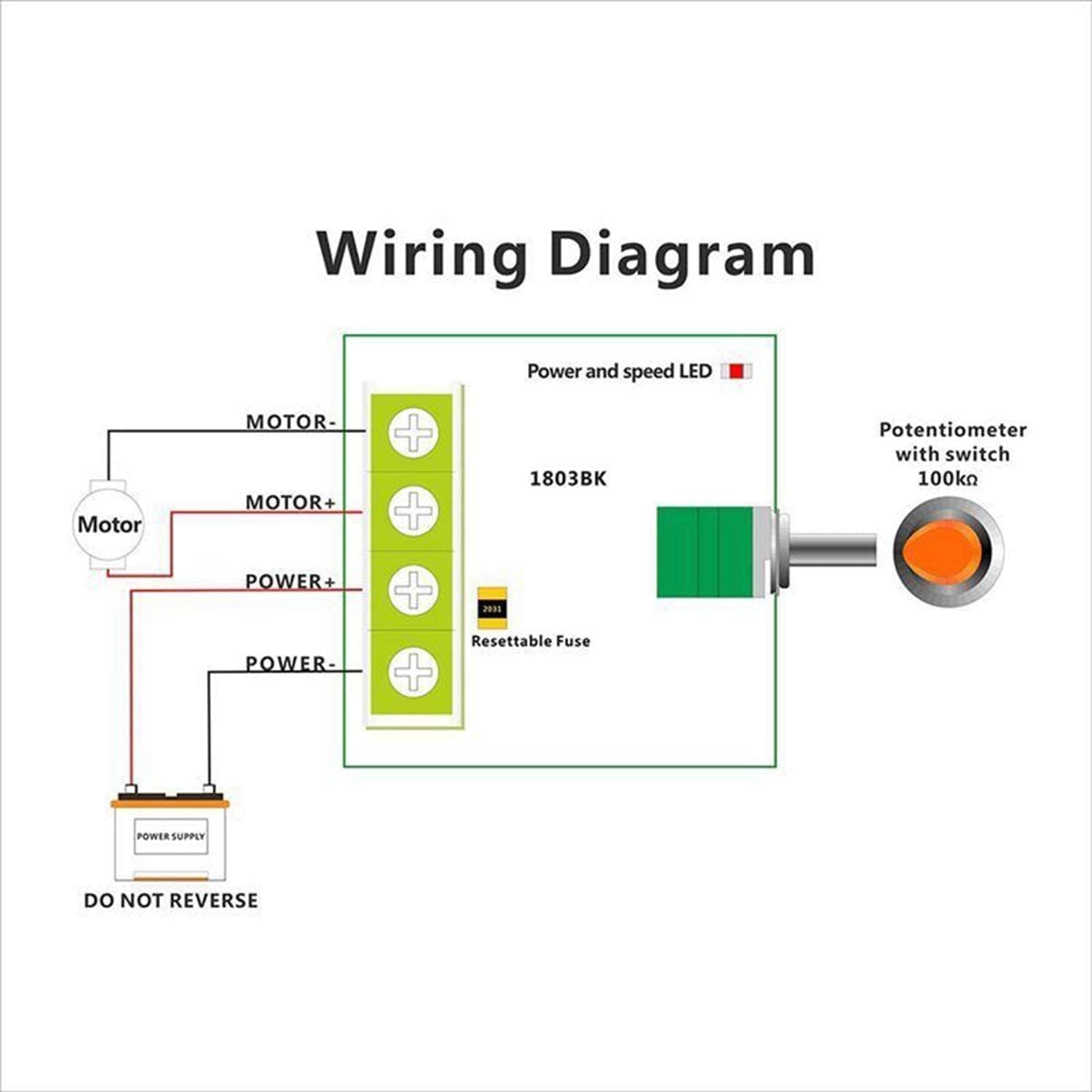CABLEPELADO Drehzahlregler Für Gleichstrommotor - 1.8-15V, 2A, 30W, Mit Potentiometer