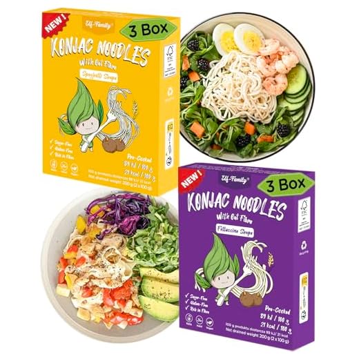 Elf-family Premium Pasta Konjac Keto de Tailandia Bajo en calorías/Bajo en carbohidratos/Vegano/Sin gluten Fideos Konjac Noodles Shirataki/Sin azúcar - Mixto, 240 g x6 cajas(12 paquetes)