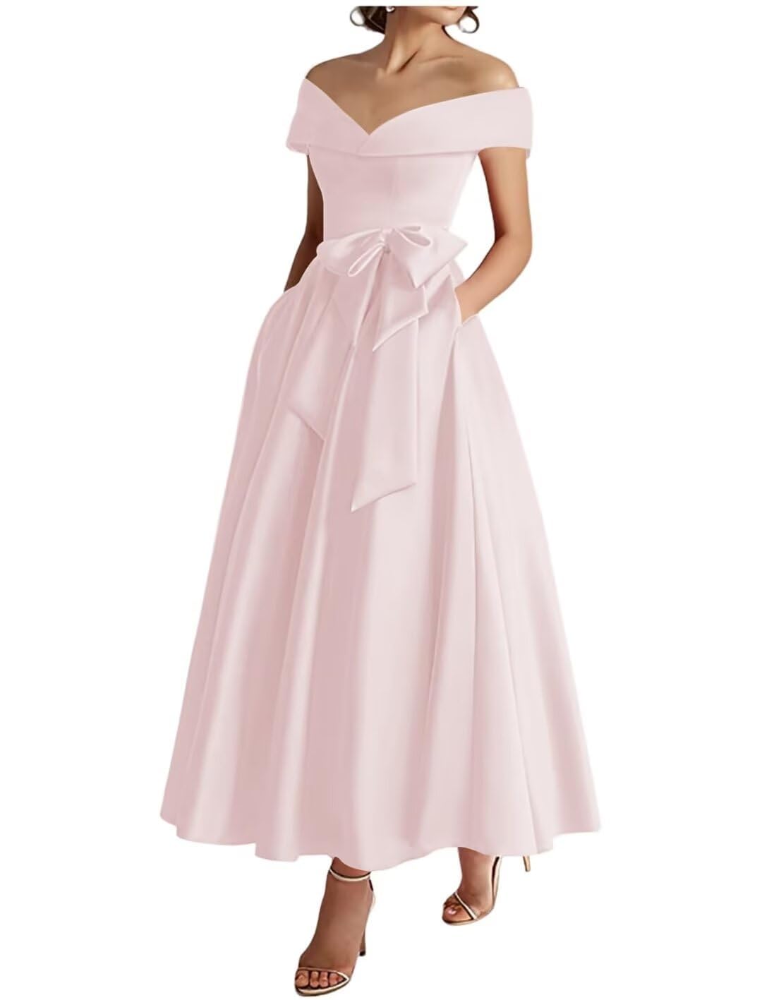 YIANN Blush Pink Satin Mother of The Bride Dresses for Women Corset A Line Classy Long Mother of Groom Dress UK18