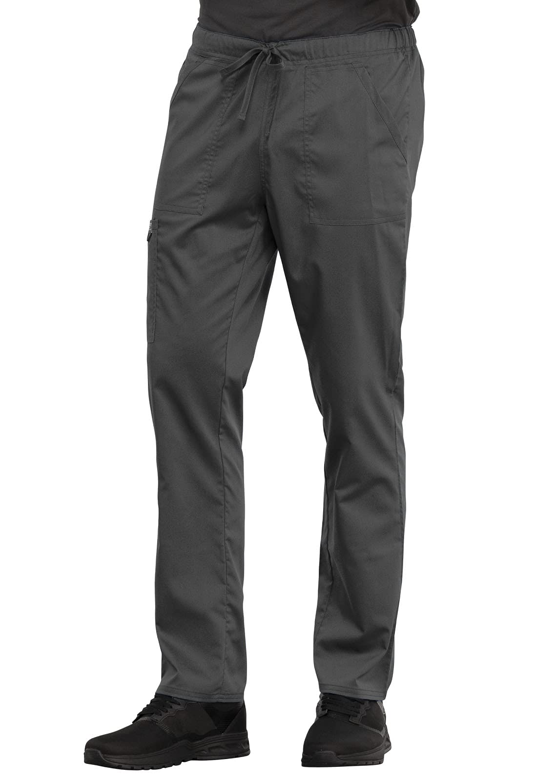 Cherokee WW625 - Conjunto de ropa quirúrgica para hombre y mujer con cuello en V y pantalón de pierna cónica con cordón, WW020, peltre, parte superior L / pantalón alto L