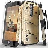 LG K7 Case, Zizo [Bolt Series] w/ FREE [LG K7 Screen Protector] Kickstand [12 ft. Military Grade Drop Tested] Holster Belt Clip- LG K8 / Tribute 5