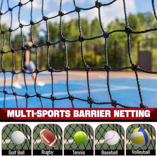 Image of Baseball & Softball Practice Nets Backstop Barrier - Sizes 10x20 FT, 10x15 FT, 10x10 FT - Heavy Duty Nylon Training Net for Batting Cage, Backyard - 33FT Rope & Safety Key Chains
