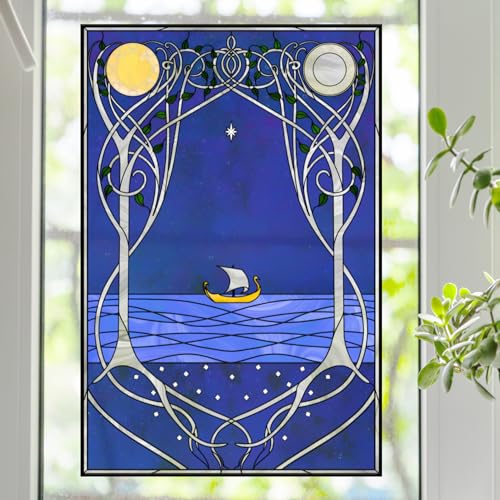 Rings Lord Elvish Trees Stained Glass Window Film (24