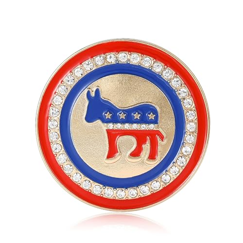 Image of USA Democratic Party Donkey Brooch Patriotic Pin-Show your support for the Democratic Party