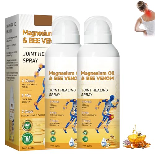 Magnesium Oil & Bee Venom Joint Healing Spray,con su Textura Ligera y no Grasa,es Adecuado para Múltiples Zonas,Incluidos Hombros,Rodillas,Manos y Pies