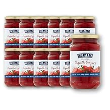 DeLallo Roasted Piquillo Peppers, 12 oz. Jar, 12 Pack, All Natural, Gluten Free, Ready-To-Use, Vegan, Kosher, Sweet Smoky Flavor Red Peppers
