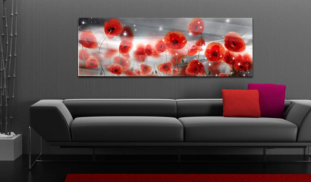 Tableau Mural En Verre Trempé – Coquelicots Rouges – Art Moderne – Taille Personnalisable