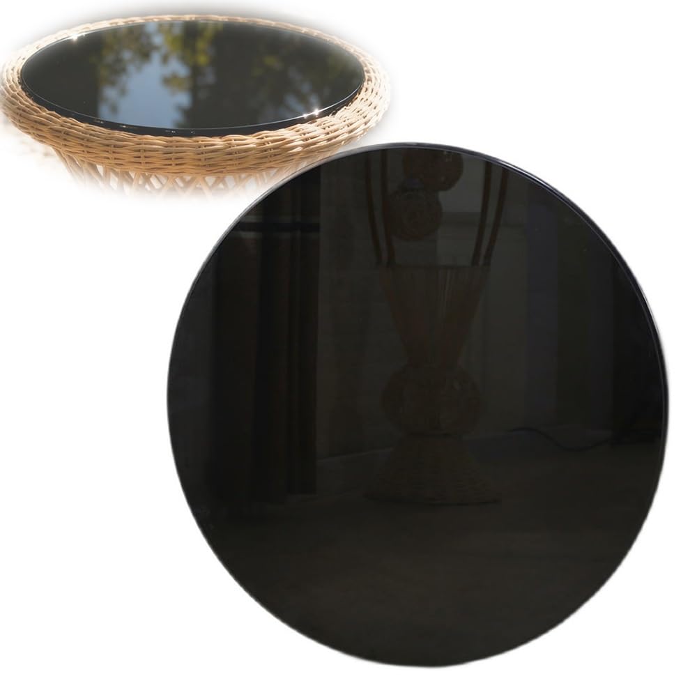 Plateau en verre trempé noir rond 100cm épaisseur 8mm pour table