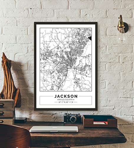 MG Global - Jackson - Mississippi Poster - Street Map Art - City Map Print - 11x17 16x24 24x36 Homewarming Gift - Wall Art Decor