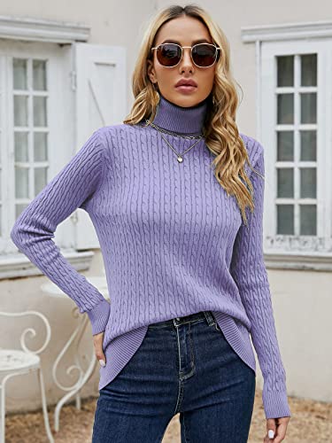 Image of SANGTREE Women's Cable Knit Sweater Long Sleeve Turtleneck Tops | Unmatched Softness| Lightweight Comfort| Rib Knit Cuffs| All Season Versatility| Suitable for Various Combinations