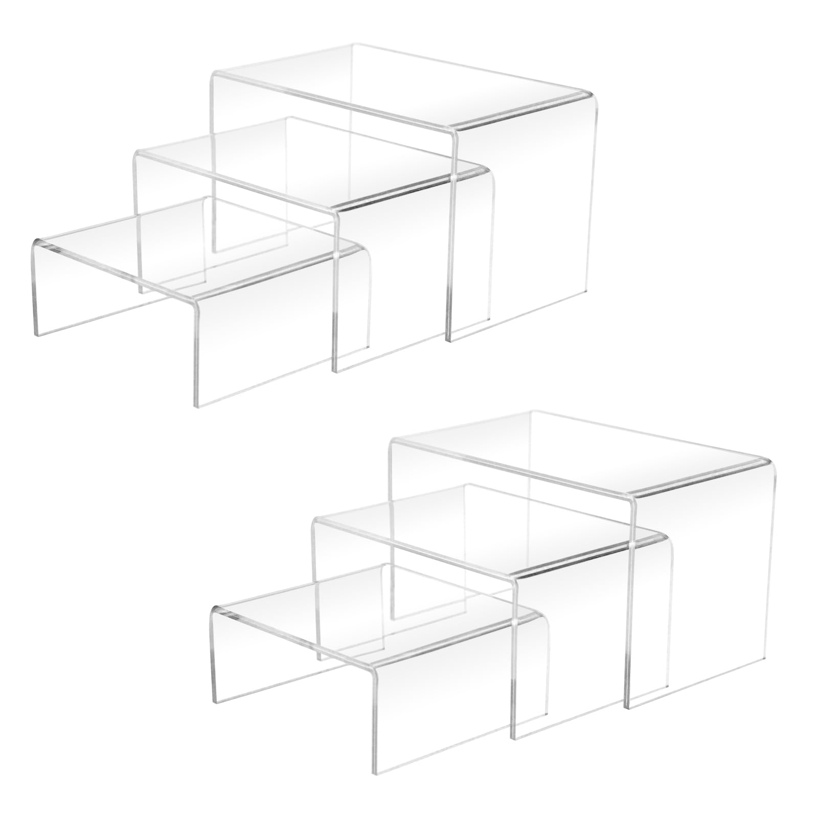Cerpourt 2 Sets Acrylic Display Risers(4",5",6") Product Stand ((4"x5"x6") Clear Risers)