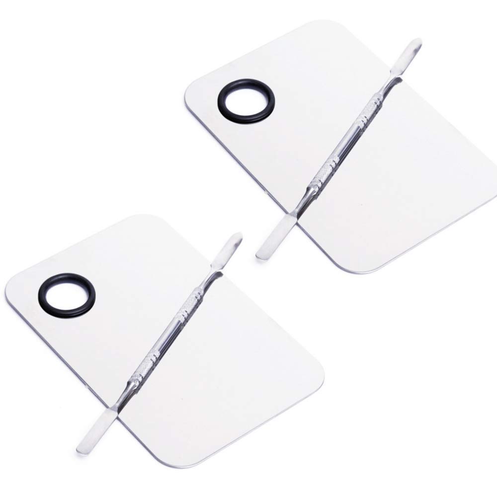 Stainless Steel Cosmetic Makeup Palette Professional Cosmetic Mixing Makeup Palette Spatula Makeup Artist Tool Beauty Salon Color Cream Mixing Palette with A Spatula Makeup Nail Art Palette-image-29