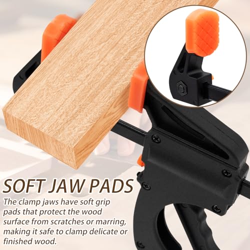 Image of 5-Pack Bar Clamps for Woodworking 4 Inch One-Handed Wood Working Clamp Spreader Quick-Change F Clamp for Gluing Drilling Sawing Securing Carpentry and DIY