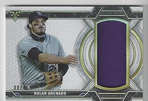 Nolan Arenado Serial Numbered #08/48 Purple Parallel Game Used Single Jumbo Relic Patch Relic Memorabilia Jersey Collectible Baseball Card - 2021 Topps Triple Threads Collectible Baseball Card #SJR-NA (Rockies) Free Shipping