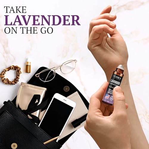 Image of Lavender Essential Oil Roll On - Pre-diluted Calming Lavender Oil for Relaxation, Sleep & Skin Care, Aromatherapy Roller, Lavender Roller Ball, Calming Gifts for Women, Men By Fiora Naturals