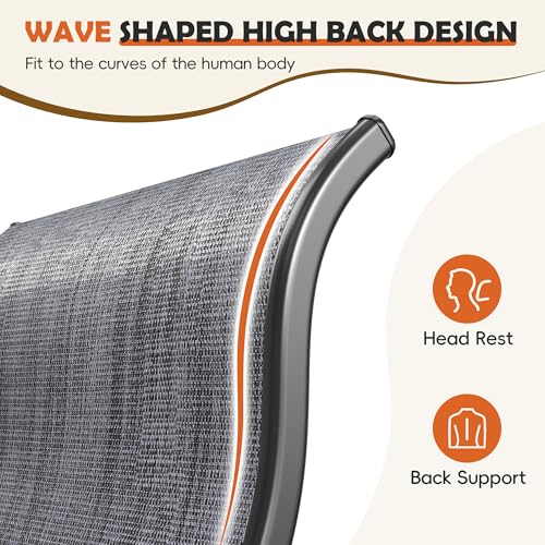 Image of UDPATIO Outdoor Dining Chairs Set of 4, Textilene High Back Patio Chairs | High Back Patio Chairs, All Weather Breathable Textilene Patio Dining Chairs, Heavy Duty Patio Chair for Backyard, Dark Grey