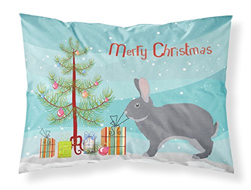 Caroline's Treasures BB9333PILLOWCASE Giant Chinchilla Rabbit Christmas Fabric Standard Pillowcase, Teal Lightweight Super Soft Easy Care Decorative Artwork Pillowcase, Standard