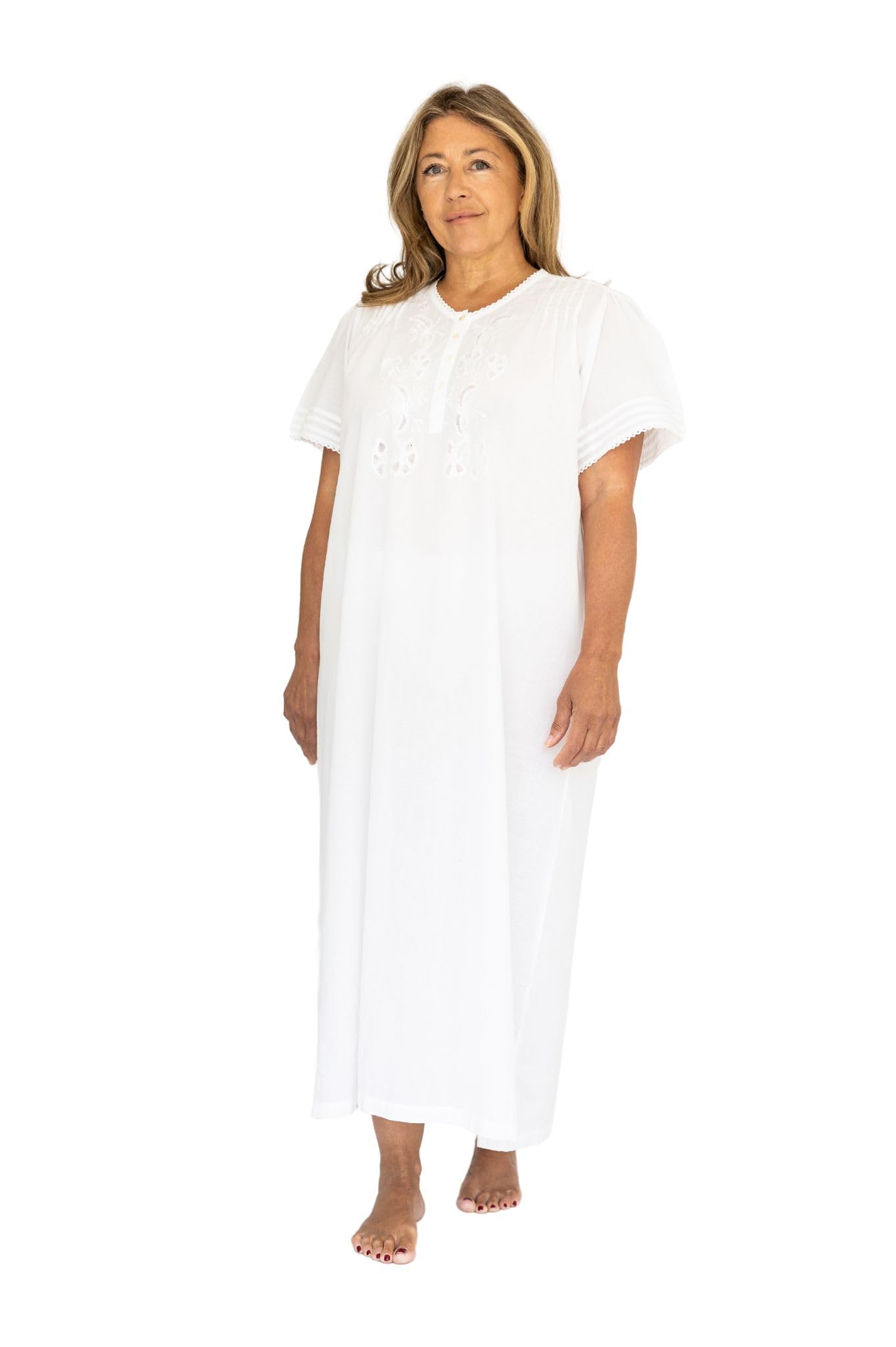Lunn Antiques Women's White Cotton Victorian Styled Nightdress | Katie