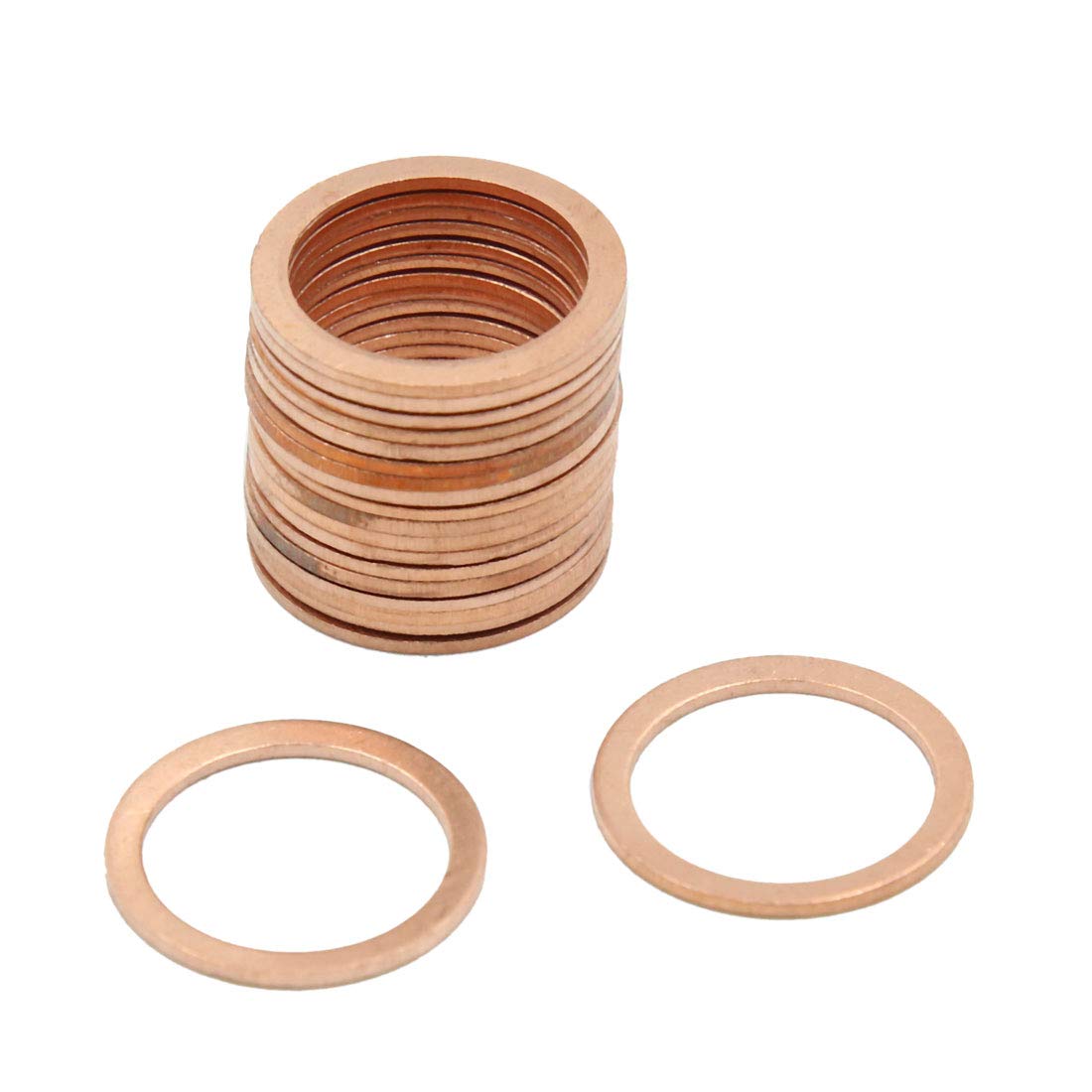 X AUTOHAUX Copper Crush Washers Flat Car Sealing Gaskets 16 x 21mm Dia 20pcs