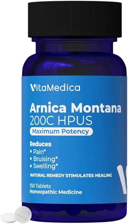 VitaMedica Arnica Montana 200C Rapid Dissolve Tablets for Natural Pain, Bruising, and Swelling Support - High Potency Homeopathic Medicine for Injury and Surgery Recovery - 150 Ct - 50 Servings