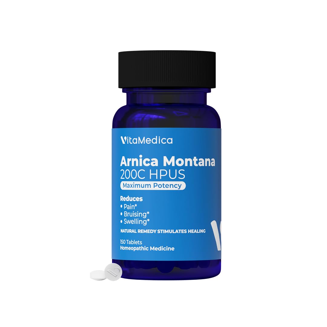 VitaMedica Arnica Montana 200C Rapid Dissolve Tablets for Natural Pain, Bruising, and Swelling Support - High Potency Homeopathic Medicine for Injury and Surgery Recovery - 150 Ct - 50 Servings