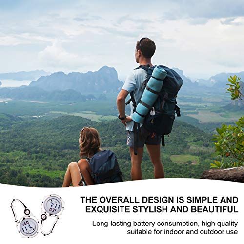 IMIKEYA Relógio de bolso com mostrador digital, superfície prata brilhante, mosquetão, mochila, five