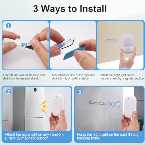 Hiwrolat 2 Pack Rechargeable Battery Night Light with Motion Sensor for Hallway Bedroom Bathroom Kitchen Living Room Stairs Stick On Anywhere Dimmable LED Nightlights - image 6