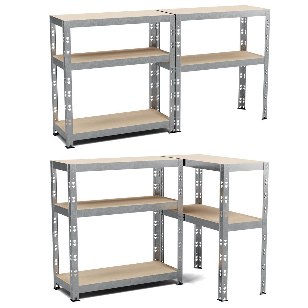 EASYmaxx Set van 2 Metalen Opbergrekken 180x90x40 cm | Draagvermogen ca. 875 kg, 175 kg per