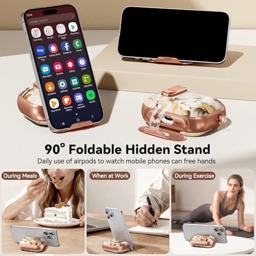 Image of for AirPod Pro 3 Case 2025, with Safty Lock & Phone Stand for Floral AirPod Pro 3 Generation Case Cover for Women Girly, iPod Pro 3 Cases with Keychain & Cleaner Kit -Brown Dead Leaf Flower