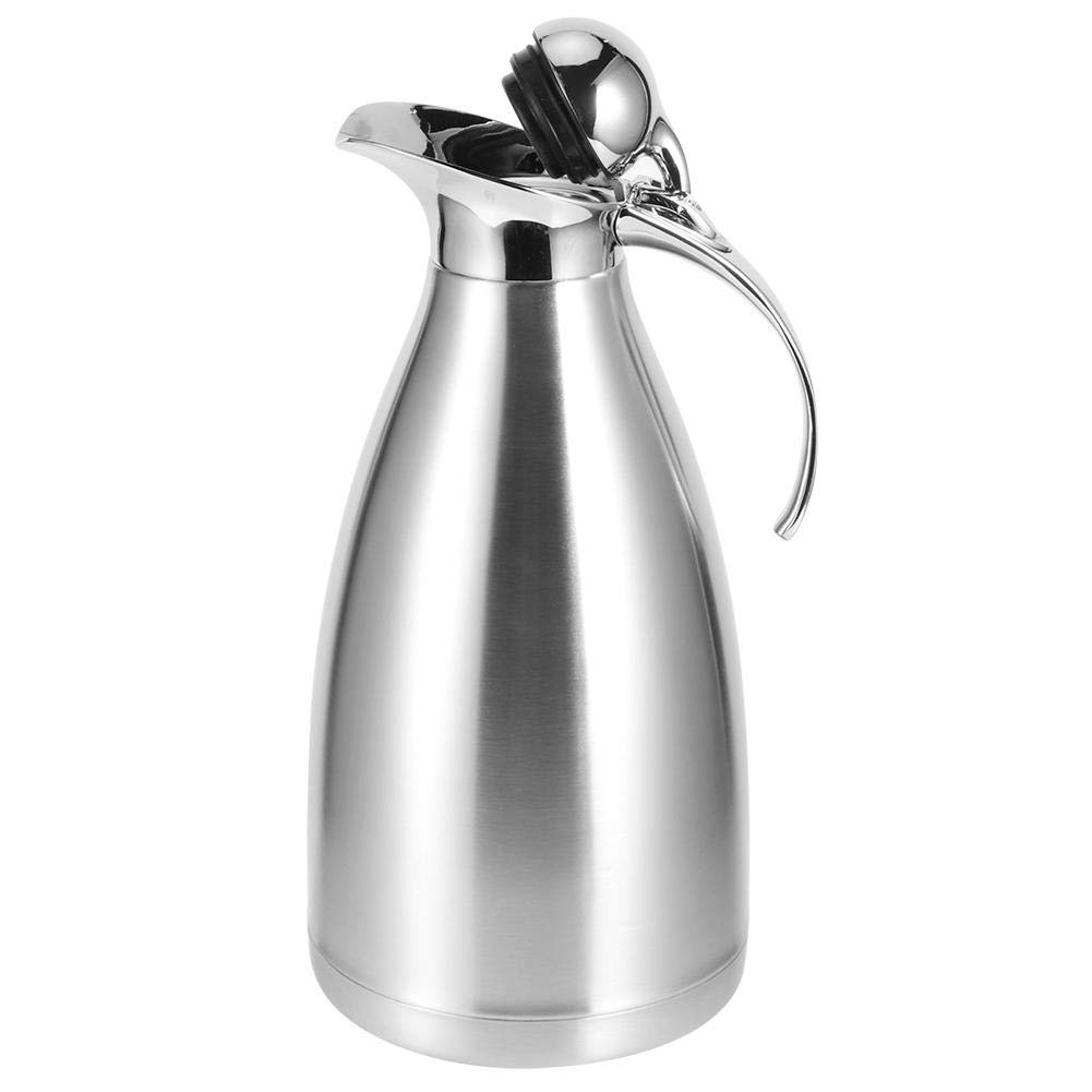 Jarra de café con aislamiento de acero inoxidable de 2L, matraz de aislamiento de plata Jarra de vacío de dos pisos Frasco de termo, para el hogar Cafetería de oficina