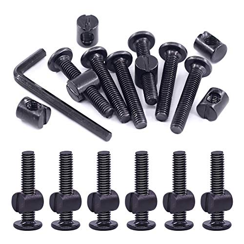 Swpeet 25Pcs Black M6 × 35mm Crib Hardware Screws, Hex Socket Head Cap Crib Baby Bed Bolt and Barrel Nuts with 1 x Allen Wrench Perfect for Furniture, Cots, Crib Screws (M6x35mm)