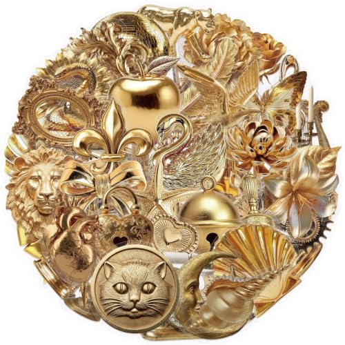 Image of 50 Pcs Luxury Golden Style Transparent Stickers for Scrapbooking (Golden)