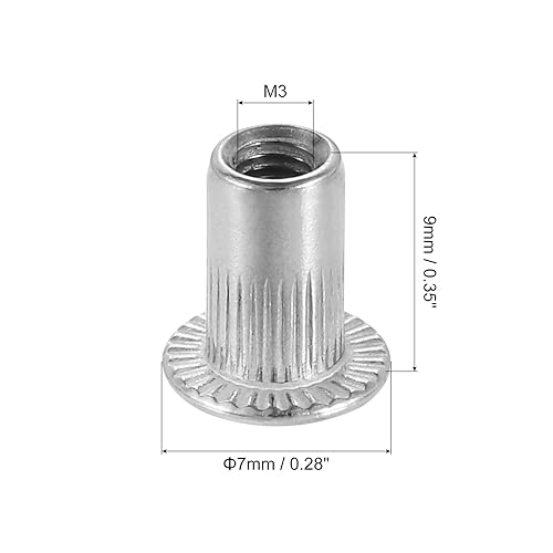 Miniatura 8 de uxcell M5 304 Tuercas de remache de acero inoxidable Inserto de cabeza plana 10 PC
