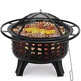 Komplettes Zubehör: Ausgestattet mit einem Rost kann unsere Feuerschale als Grill verwendet werden. Außerdem ermöglicht Ihnen der isolierte Schürhaken, Holz und Holzkohle sicher zu bewegen. Ausgestattet mit einem Funkenschutz, um das Herausfliegen von Funken, Glut und Staub zu verhindern.