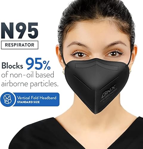 Accumed Bnx N95 Mask Black Niosh Certified Made In Usa Particulate Respirator Protective Face Mask (20-Pack, Approval Number Tc-84A-9315 / Model H95B) Black #TOP5