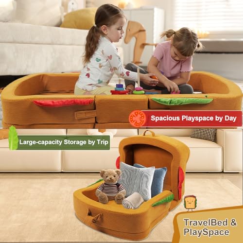 image for liftoza Toddler Travel Bed Sandwich Style - Portable Toddlers Floor Be