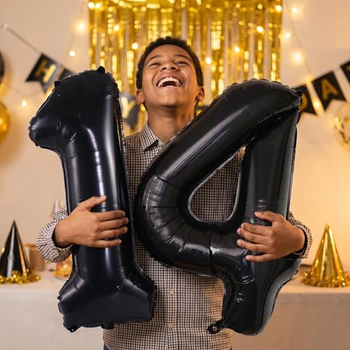 Image of YPSelected 32 Inch Large Foil Helium Number Balloon Birthday Wedding Party 0-9 (Black, 4)