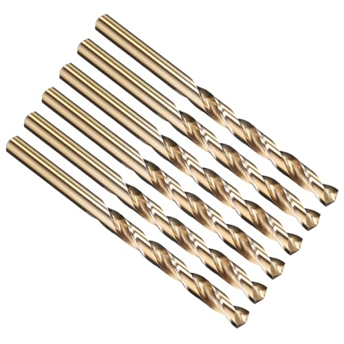 Image of PATIKIL 5.6mm Drill Bit 7/32", Jobber Straight Shank M2 High-Speed Steel 135° Gold Finish for Stainless Steel Hard Metal - 6 Pack