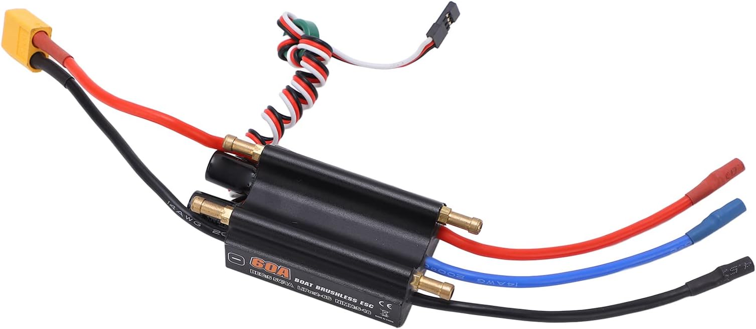 VGEBY 60A Brushless RC ESC,RC Electronic Speed Controller with XT60 Plug BEC Switch Waterproof RC Boat ESC Electric Speed Controllers Power Plant & Driveline Systems