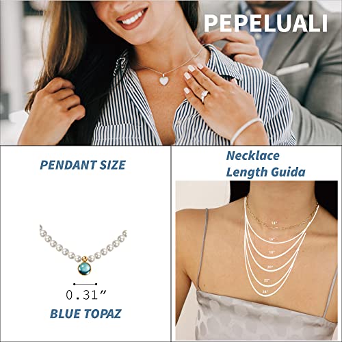 Pepeluali 16" Pearl Choker Necklace Crystal Jewelry, Pearl Strand Necklaces With August Birthstone Pendant, Inspirational Gifts For Women, Mom, Sister #TOP7