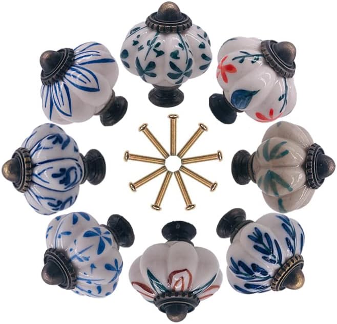 10x Ceramic Porcelain Knob and Handles Pumpkin Shaped Children Room Hardware Drawer Cabinet Knobs for Kids/Children - (Color: Model A)